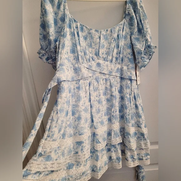 ARULA Light Blue Floral Mini Dress - Picture 5 of 11